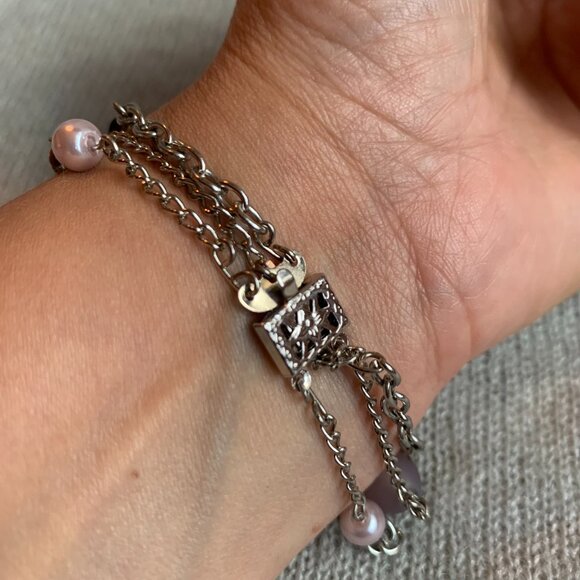 CREATION - Bracelet beads chains Violet & pink pearls - Picture 5 of 6